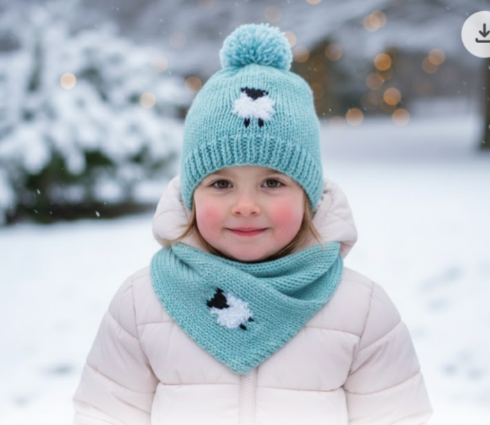 Knitting Pattern - Chunky Sheep Hat and Scarf (digital pattern)