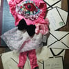 One of a kind textile art, mixed media wall hanging textile artwork, quirky 