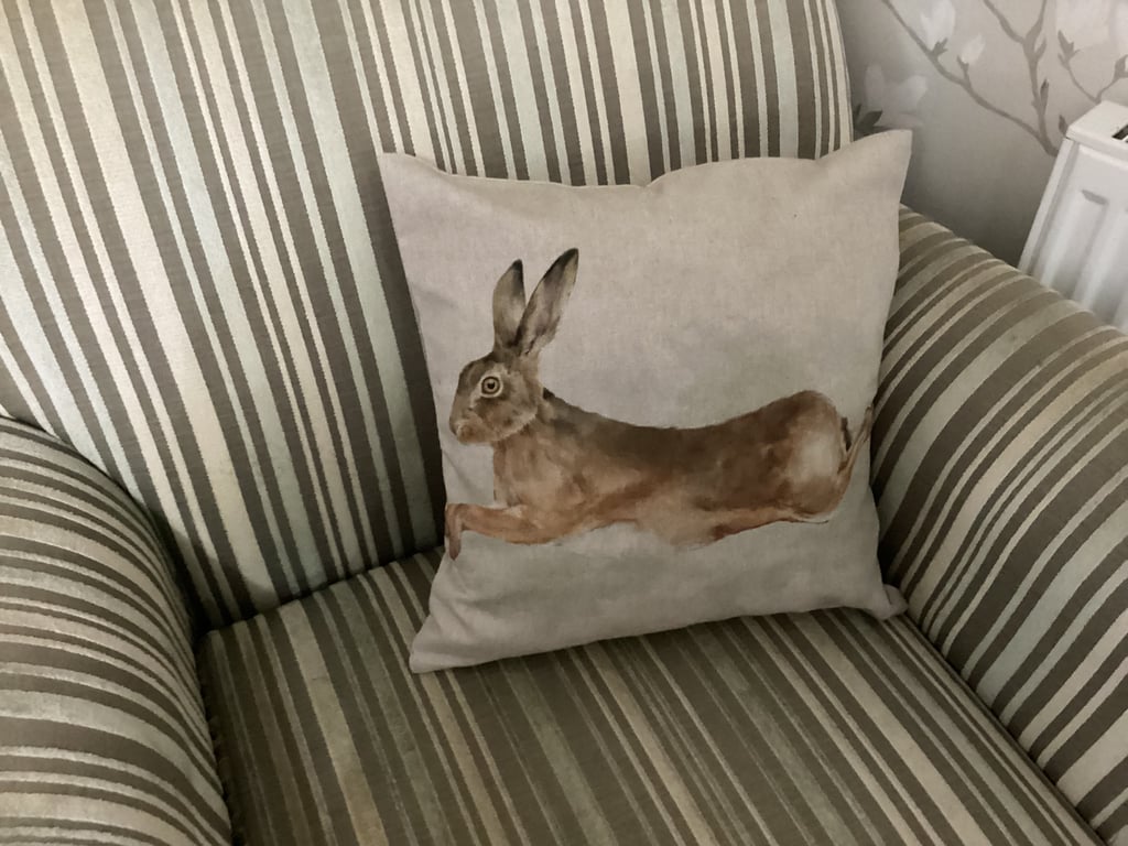 Hare cushion cover, Christmas hare.