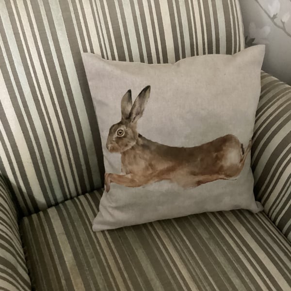 Hare cushion cover, Christmas hare.