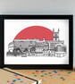 Wolverhampton Skyline Art Print - Image 1