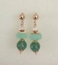 Sea green chalcedony dangle earrings, agate & moonstone - Image 1