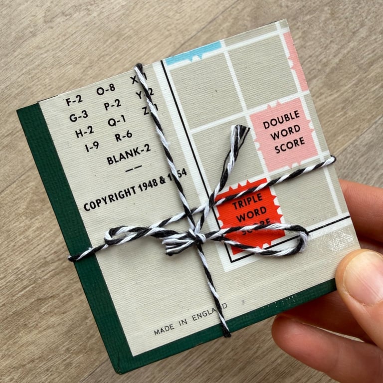 Vintage Scrabble Board Coasters (Bottom Left) - Upcycled from Real Board