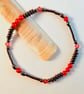 Red Bamboo Coral & Hematite Bracelet With Swarovski Crystals - Handmade In Devon - Image 5