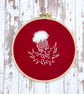 Scottish thistle embroidery art, 6.5". Hand stitched floral wall art. - Image 1