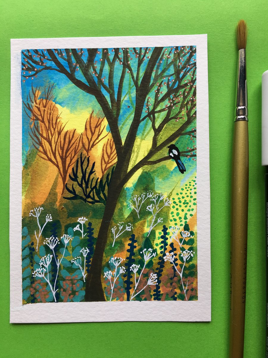 Small art with magpie