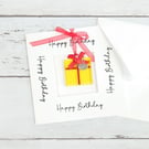 Happy Birthday Card with Fused Glass Birthday Present Keepsake