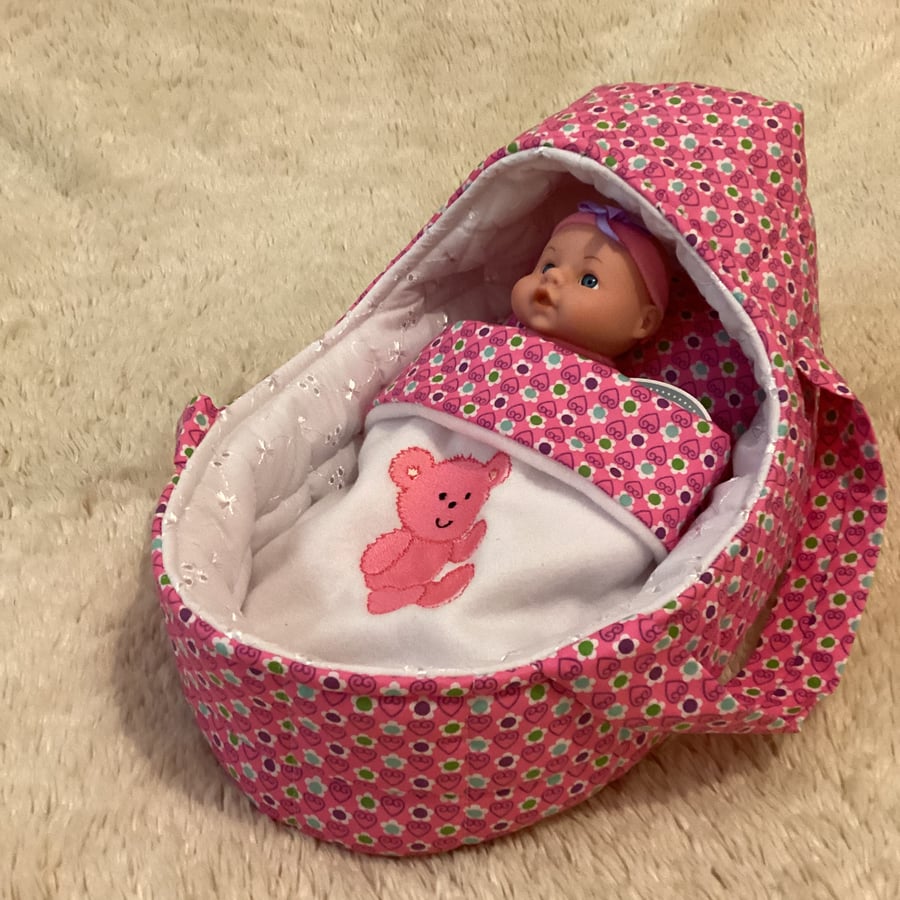 Small Doll's Carrycot with Free Doll