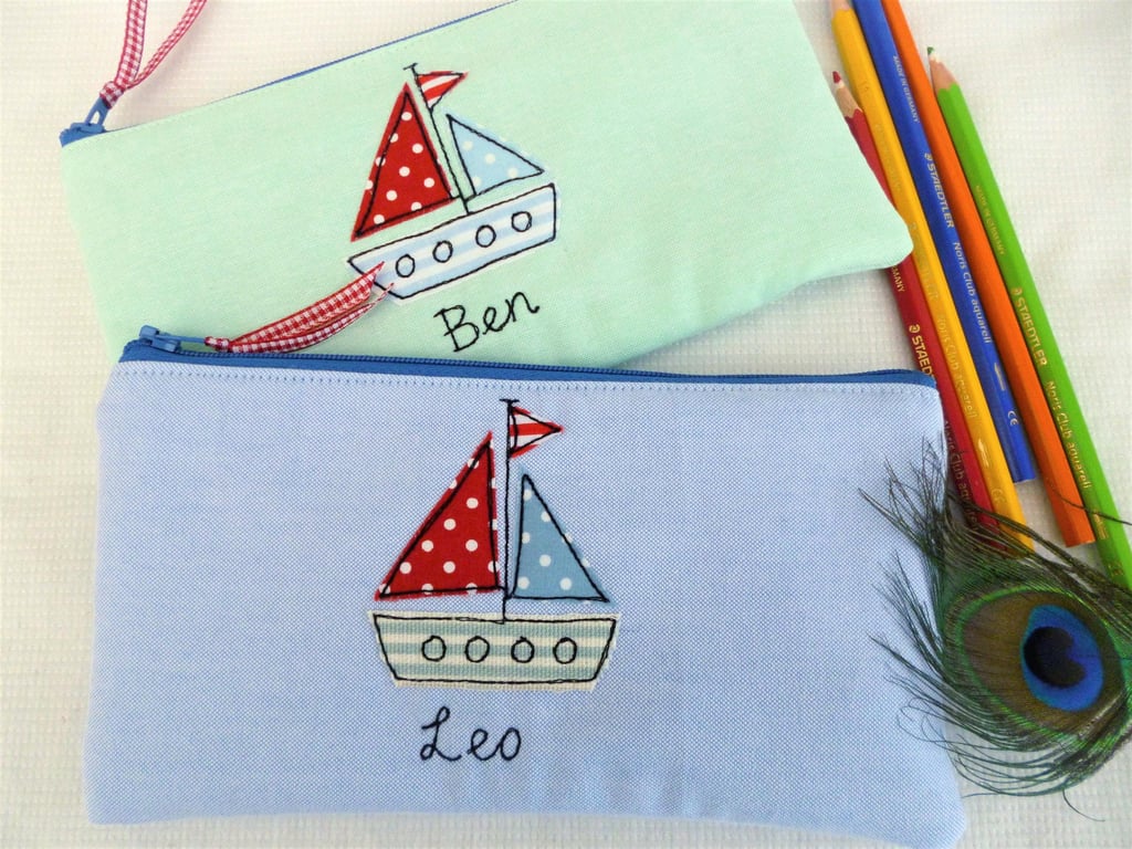 Personalised Children's Boat Pencil Case - Custom Nautical Pen Pouch