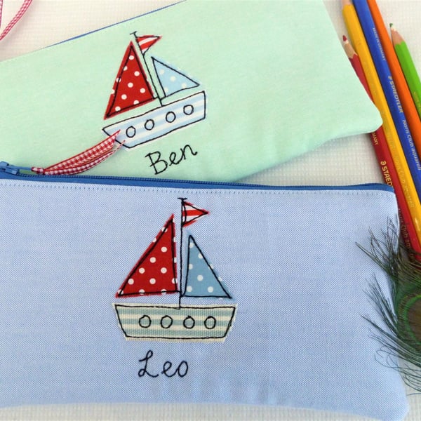 Personalised Children's Boat Pencil Case - Custom Nautical Pen Pouch