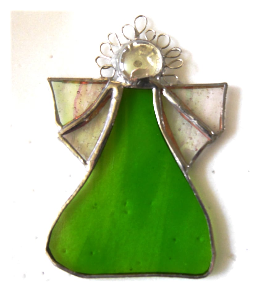 Angel Spring Green Stained Glass suncatcher Christmas decoration 