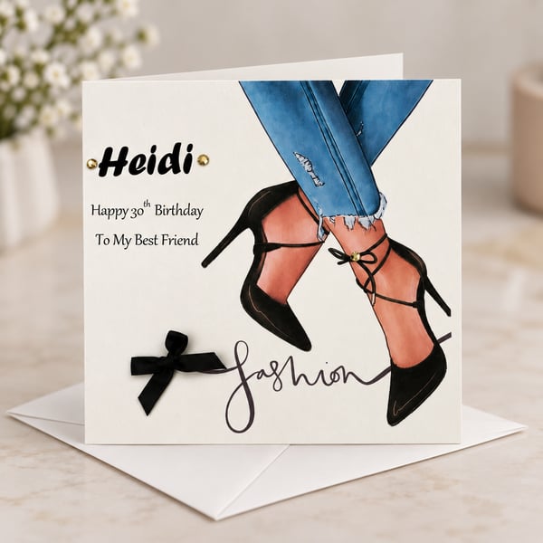 Fashion Birthday Card Handmade and Personalised Girly gift for All Relations