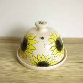 Butter Dish (Circle) - Bee and Sunflowers