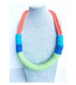 Lime and blue Knotted Rope Statement Necklace, Chunky Statement Handmade Jewelry - Image 4