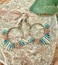 Small bohemian beadwork hoop fringe earrings in blue and bronze - Image 8