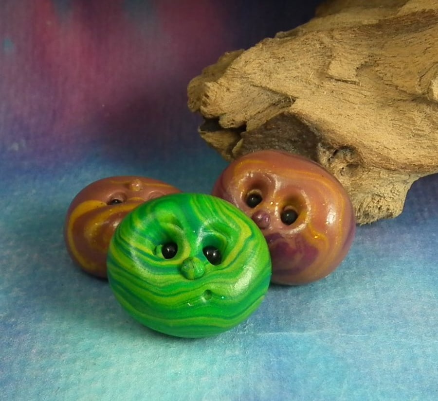 Spring Sale ... Trio of Pocket Pebbles OOAK Sculpt by Ann Galvin