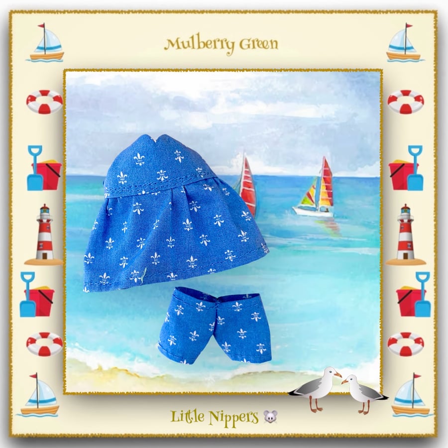 Little Nipper Blue Print Dress and Matching Shorts
