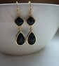 PEACH AND GOLD FACETED DROP EARRINGS. - Image 3