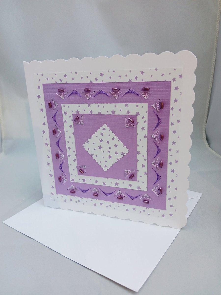 Card, Any Occasion, Embroidered with Beads