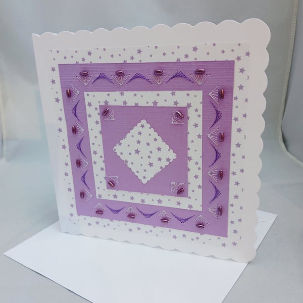 Card, Any Occasion, Embroidered with Beads