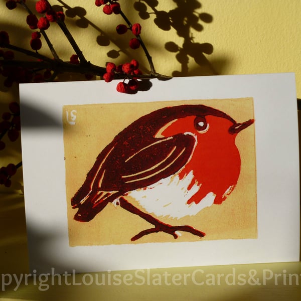 Christmas Robin - Yellow Background Pk of 5