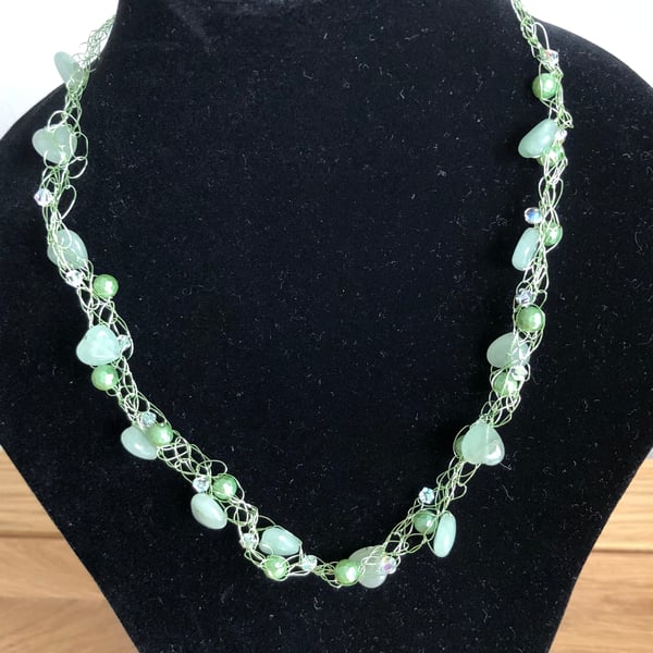 Crocheted Aventurine 19” Necklace