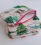 Christmas zipped purse - retro winter woods scene - kid, fir tree, hearts, swan  - Image 4