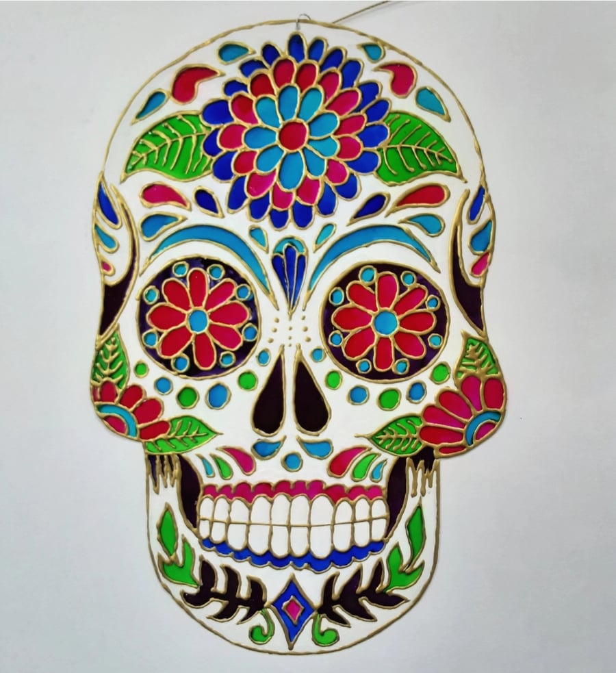 Day of the Dead Skull Suncatcher 