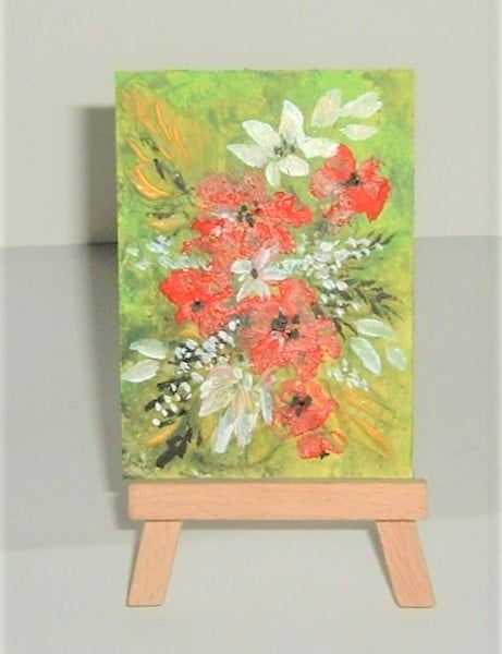 original art floral painting ( ref F 435)