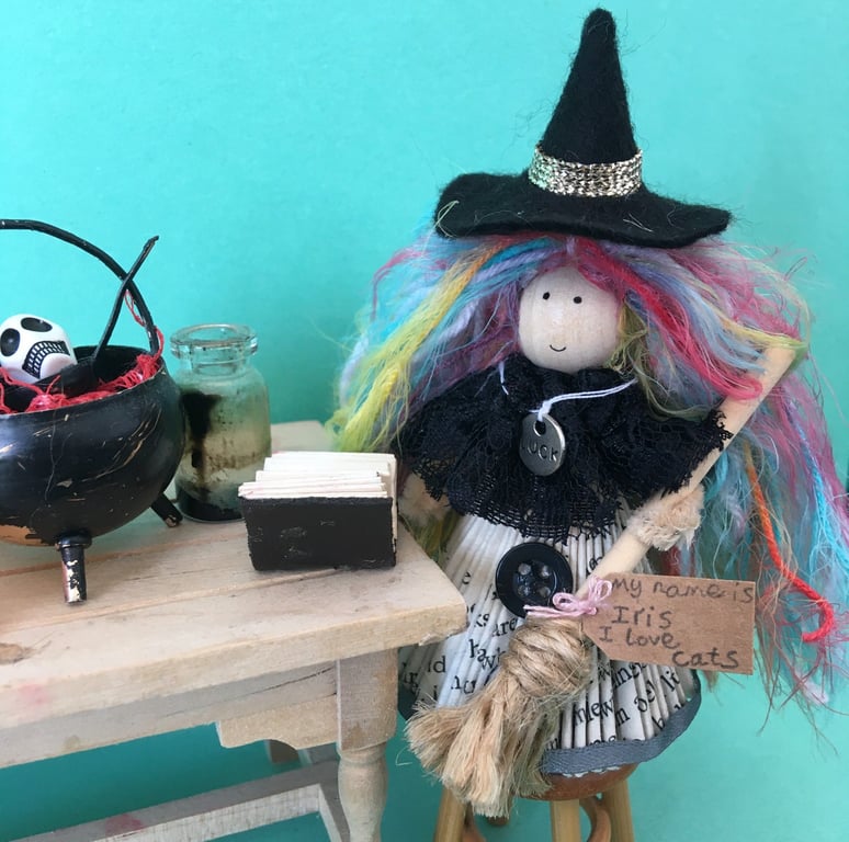 Rainbow Witch Doll Decoration, Witchy Decor 