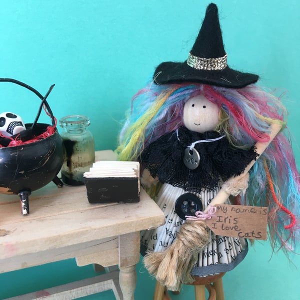 Rainbow Witch Doll Decoration, Witchy Decor 