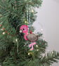 Embroidered hanging Flamingo Christmas decorations, machine embroidery - Image 3