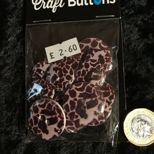 Craft Buttons Mauve Animal Print (N.34)