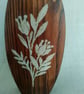 Hand Painted Wooden Vase Upcycled Dark Stained Stenciled Vase with Dried Flowers - Image 7