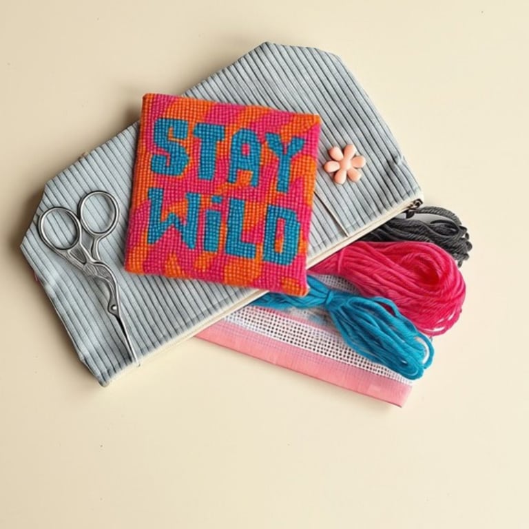 Stay Wild Modern Needlepoint Kit – Zebra Print Beginner Craft Kit