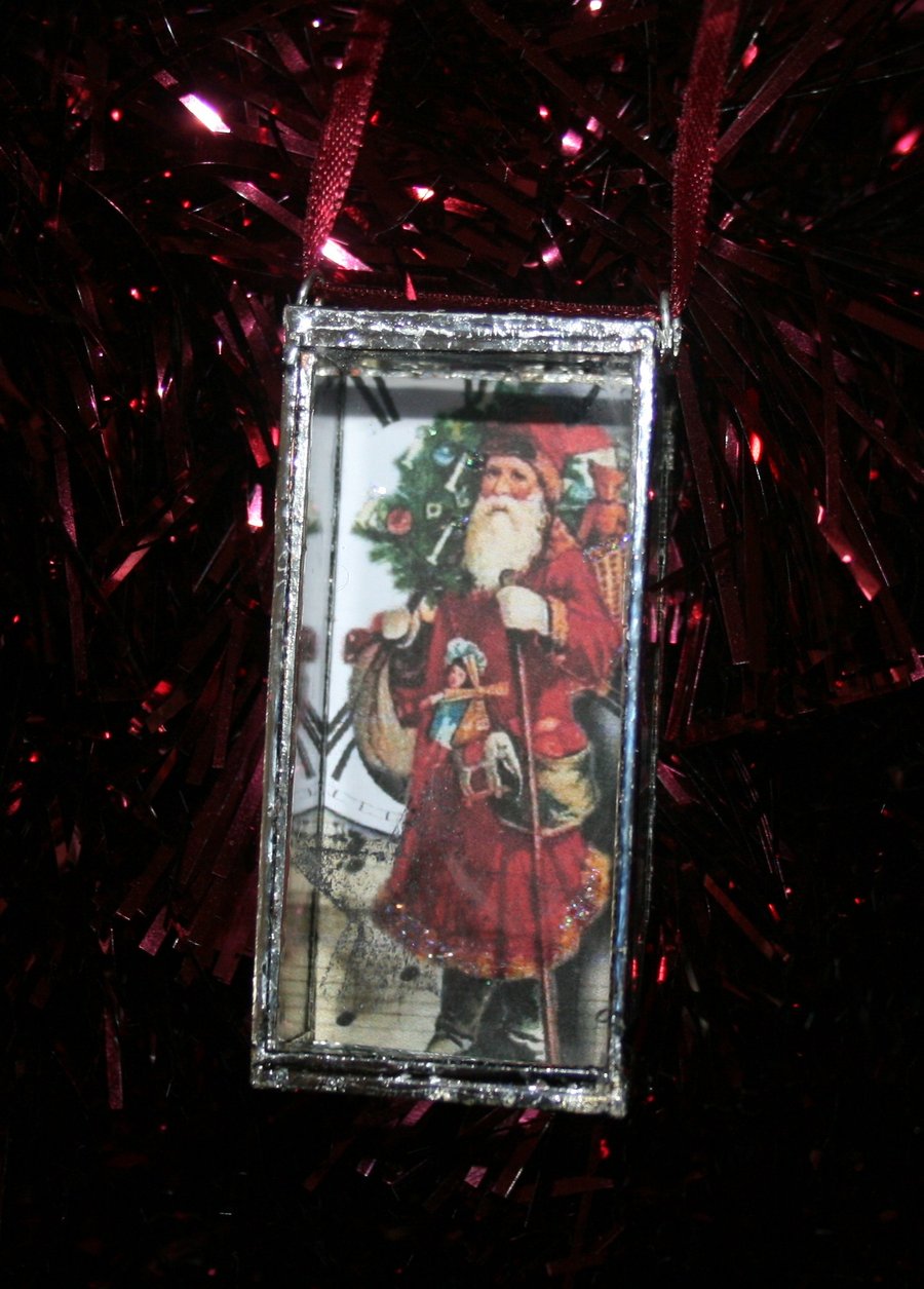 3D Glass soldered Father Christmas tree ornament decoration