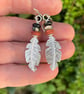 Silver,  Jasper and agate feather earrings - Image 2
