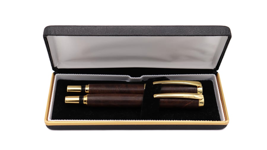 Viscount Fountain Pen & Rollerball Set - Walnut Burl