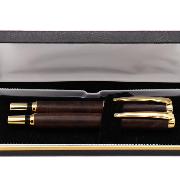 Viscount Fountain Pen & Rollerball Set - Walnut Burl