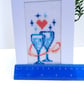 Blue Glasses Cross Stitch Wedding Card Hand Stitched Heart - Image 6