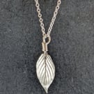 Silver Spindle leaf necklace