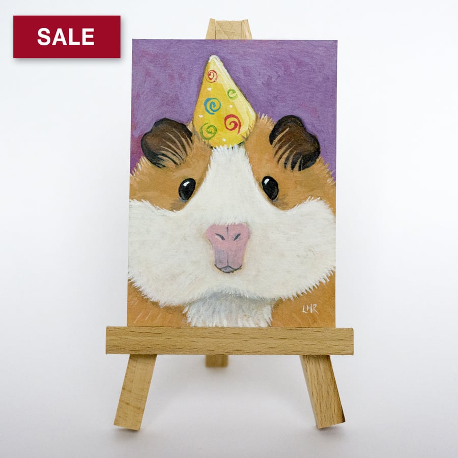 SALE - Original ACEO - Party Guinea Pig Painting