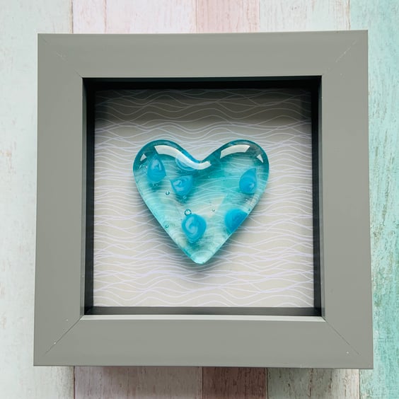 Beautiful Framed Cast Glass Heart