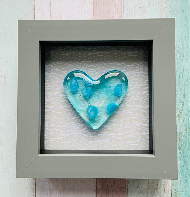 Beautiful Framed Cast Glass Heart