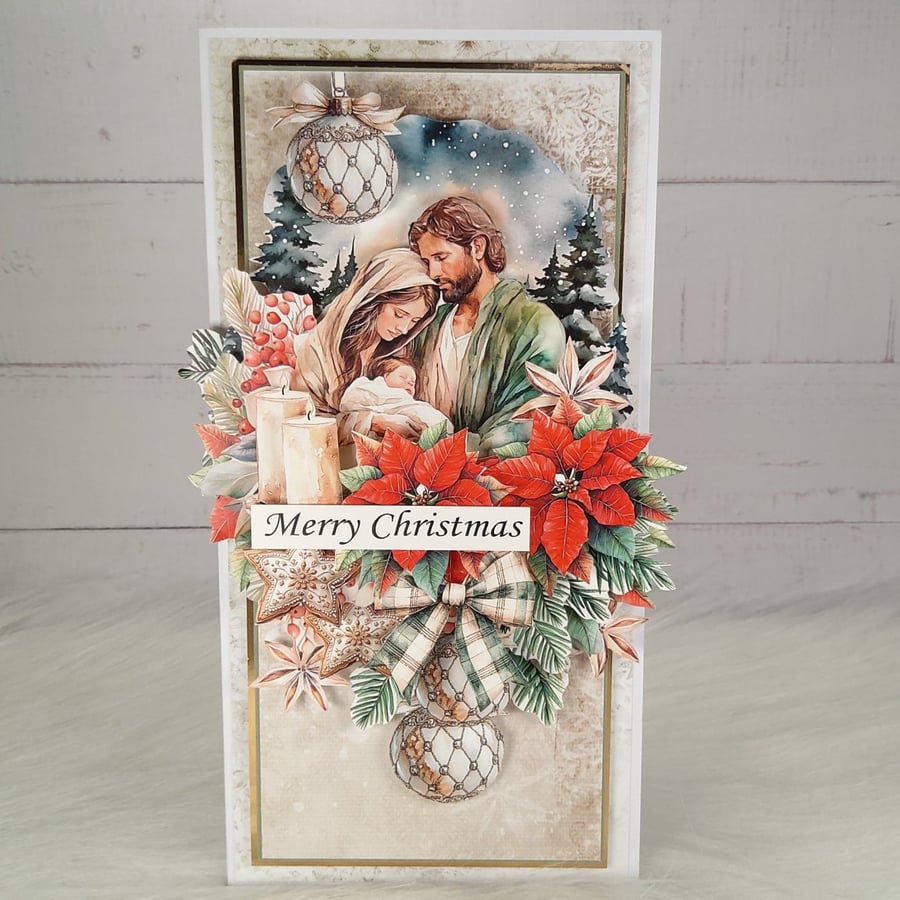 Handmade Christmas Card with Nativity Scene (43) Elegant 3D Christmas Card. 