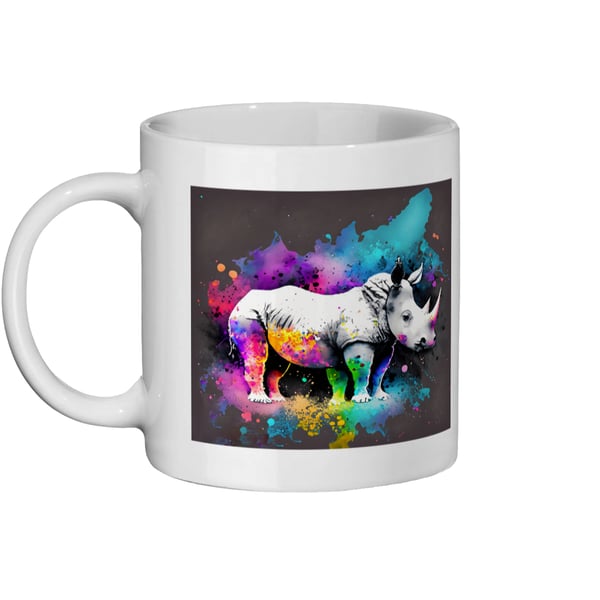 Watercolour Rhino 1 - Bright, Vivid Wildlife Mug