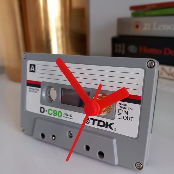 Personalized Cassette Tape Desk Clock, 1980s Mixtape, Man Cave Decor