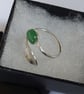Sterling silver ring with leaf and green moss agate gemstone; adjustable size - Image 6