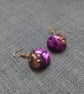 Purple and Gold Crinkle Circle Earrings