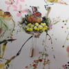 RABBIT & PRIMROSE PIN Wildlife Floral Wedding Lapel Brooch HANDMADE HANDPAINTED 